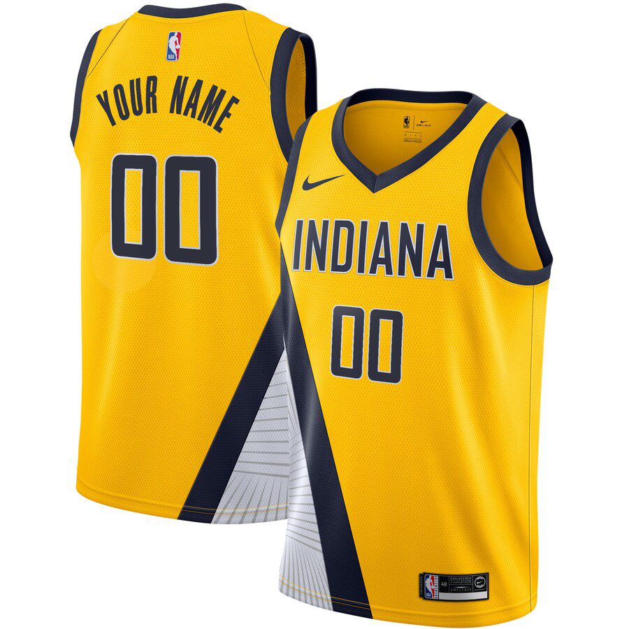 Men Indiana Pacers Nike Yellow Custom Swingman NBA Jersey->customized nba jersey->Custom Jersey